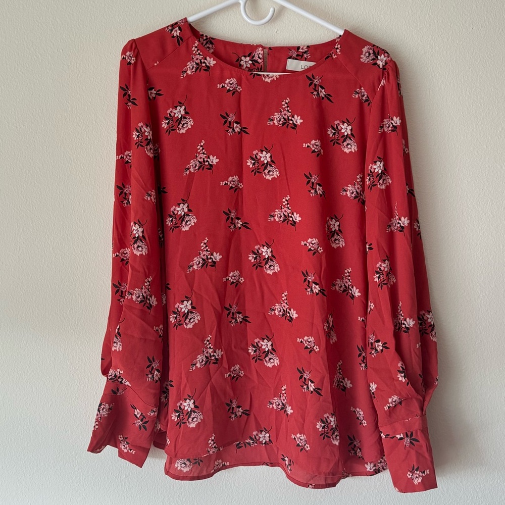 Loft pink floral blouse